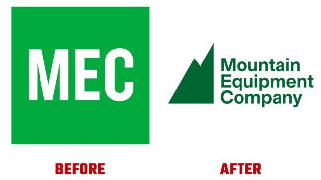 Mountain Equipment Company (MEC) Avant et Apres Logo