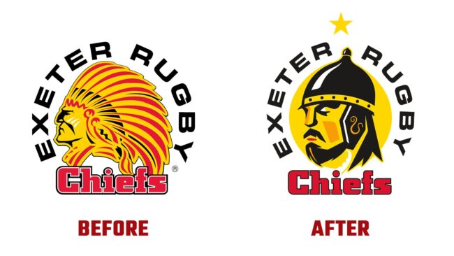 Exeter Chiefs Avant et Apres Logo (histoire)