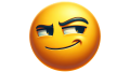 Emoji visage avec sourire narquois