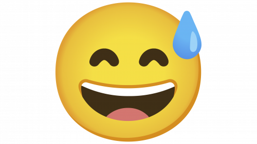 Emoji visage souriant avec goutte de sueur