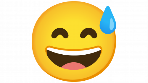 Emoji visage souriant avec sueur