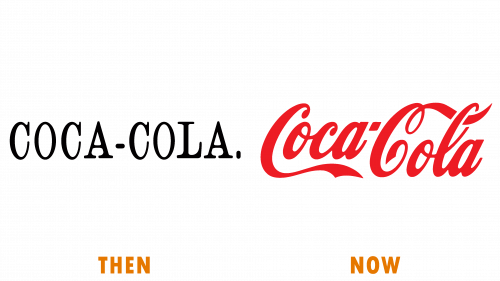 Logo de Coca-Cola (à l’époque et aujourd’hui)
