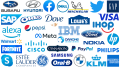 Logos bleus célèbres Entreprises avec des logos bleus