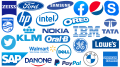 Logos bleus célèbres de marques populaires