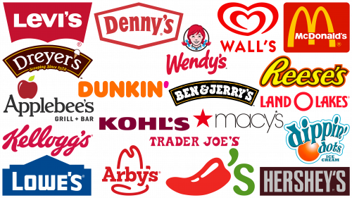 Logos célèbres avec des apostrophes. Marques avec des apostrophes dans leurs logos