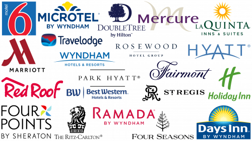 Logos de marques hôtelières. Logos et noms d'hôtels mémorables