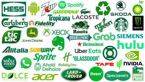 Logos verts célèbres de marques populaires
