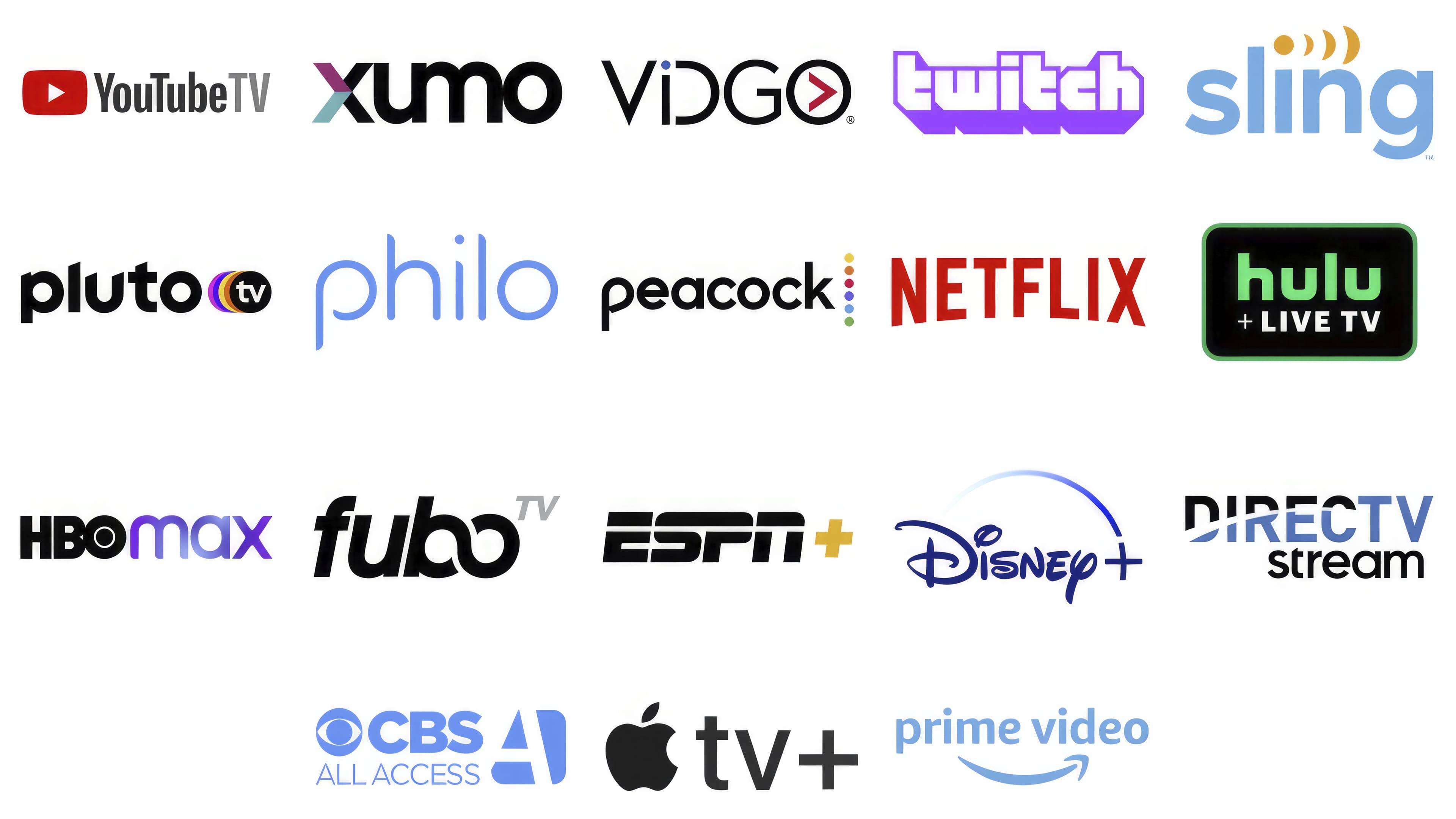 Meilleures marques de services de streaming TV en direct et leurs logos